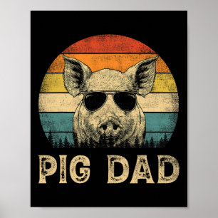 Poster Porco Vintage Pai Amantes de Porco Papai Dia dos P