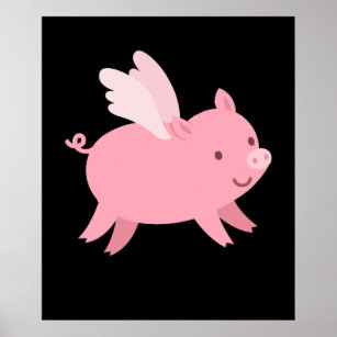 Poster Porco Voador com Alas de Porco Voador de Asas