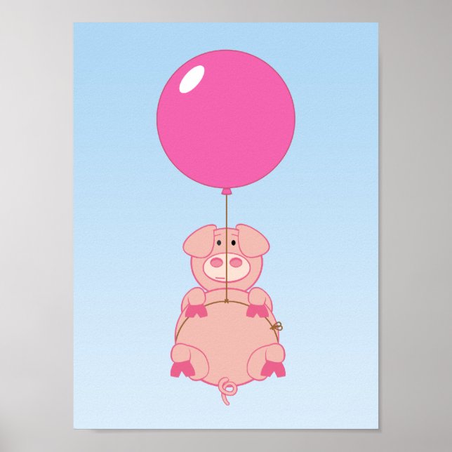 Pôster Porco voador e balão (Frente)