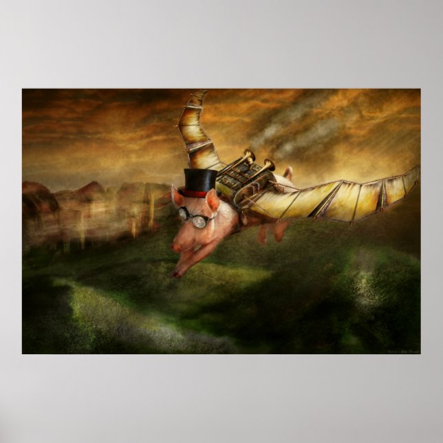 Poster Porco Voador - Steampunk - O suíno voador (Frente)