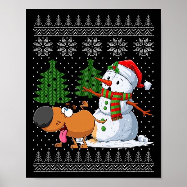 Poster Porcos Engraçados Em Snowman, Suéter De Natal Feio (Frente)