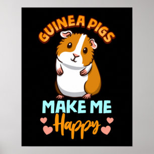 Poster Porcos Guineenses Adoráveis Me Fazem Feliz