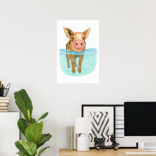 Poster Porcos Nadadores das Bahamas Arte de Parede Presen
