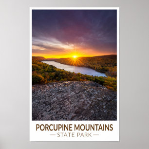Poster Porcupine Mounates State Park Michigan Watercolor