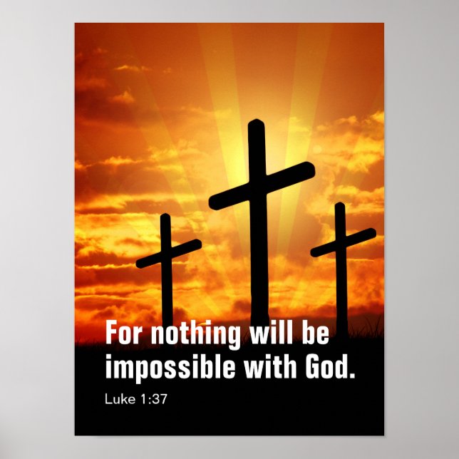 Poster Porque nada será impossível para Deus. (Frente)