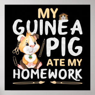 Poster Porquinho-da-índia Fofo Comeu Minha Lição de Casa