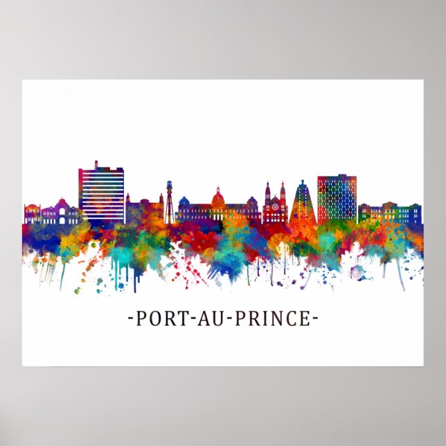 Poster Port-Au-Prince Haiti Skyline (Frente)