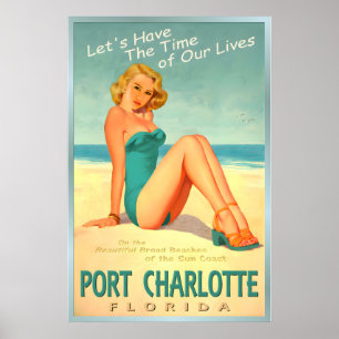 Poster Port Charlotte Flórida Sun Coast Beach Pin U