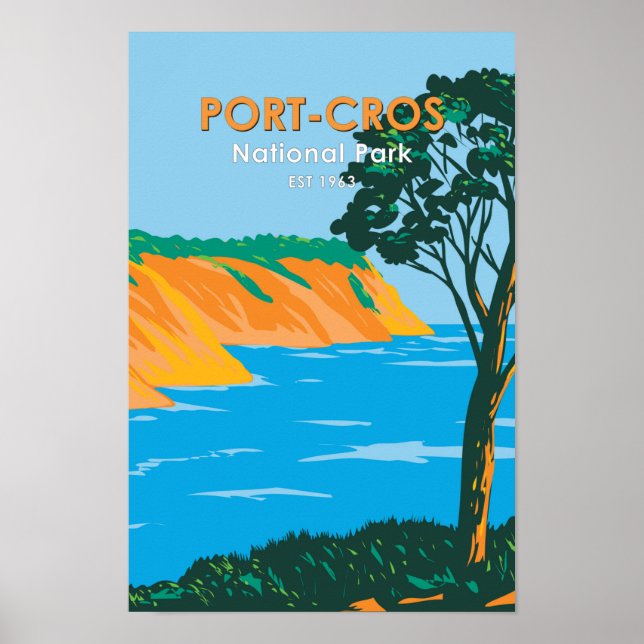 Poster Port - Cros National Park France Vintage (Frente)