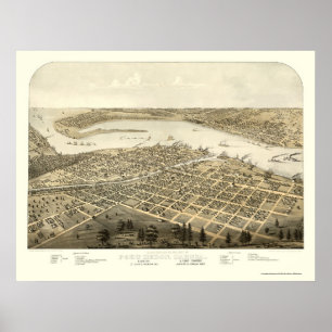 Poster Port Huron, MI Panorâmica Map - 1867