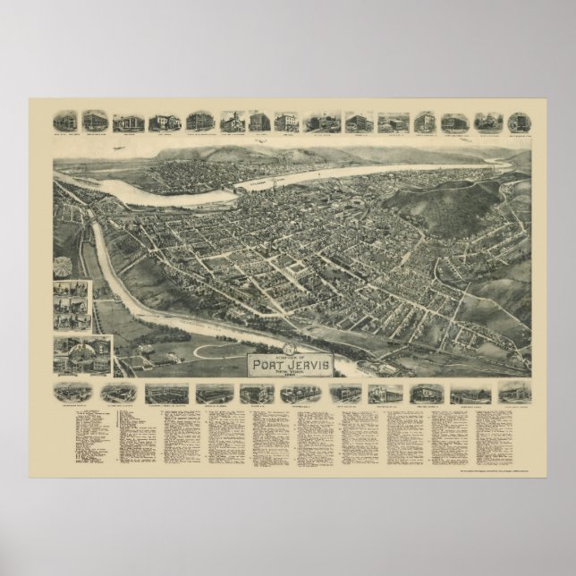 Poster Port Jervis, NY Panorâmica Map - 1920 (Frente)