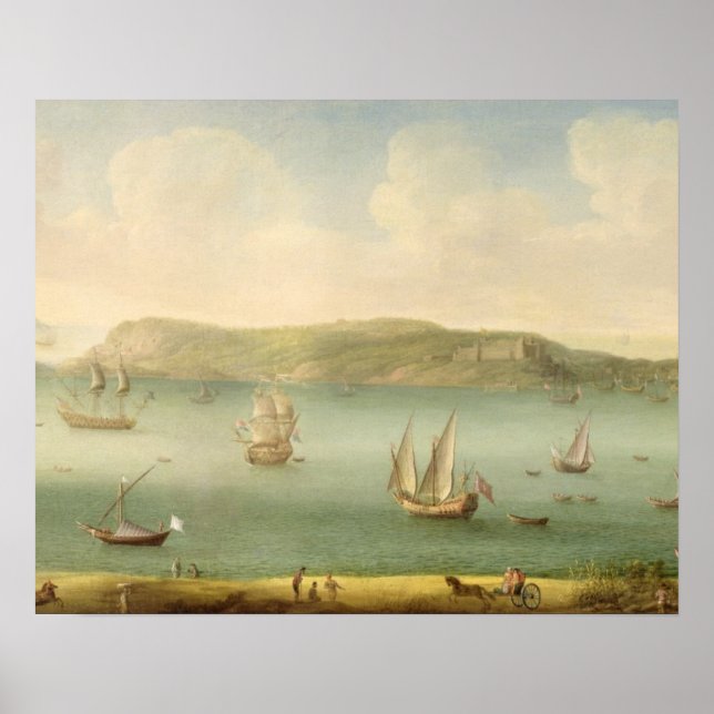 Pôster Port Mahon, Minorca, 1730 (óleo na canvas) (Frente)