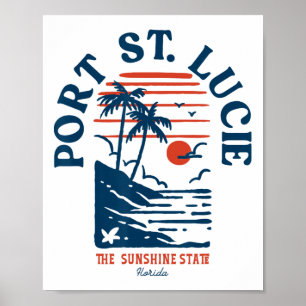 Poster Port St. Lucie Flórida Retro Surfista Praia Vintag