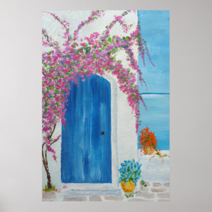 Poster Porta azul grega