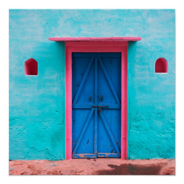 PÔSTER "PORTA AZUL, MARROCOS", VIAGEM FOTOGRAFIA POSTER (Frente)