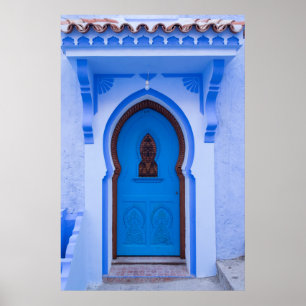 Poster Porta azul marroquina