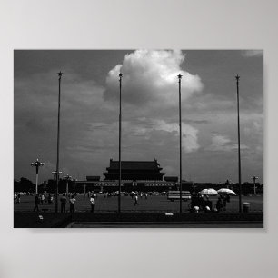 Poster Porta da praça Tiananmen na rua da antiga China Pe