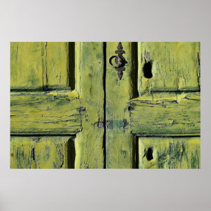 Poster Porta de 2 painéis de madeira marrom fechada