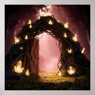 Poster Porta de Cristal Mágico na Floresta do Crepúsculo