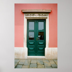POSTER PORTA DE MADEIRA DE TEAL COM QUADRO DE JANELA DE A