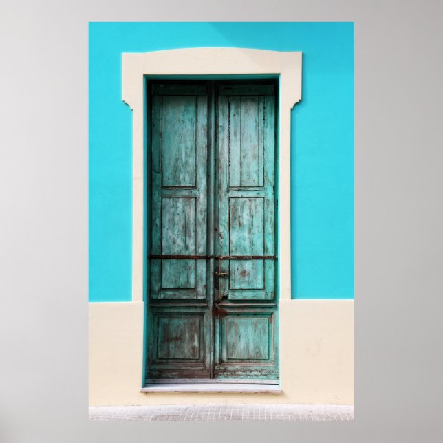POSTER PORTA DE MADEIRA DE TEAL FECHADA (Frente)