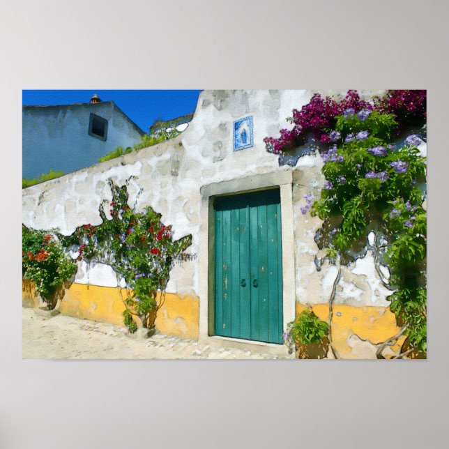 Pôster Porta de madeira verde aquosa (Frente)