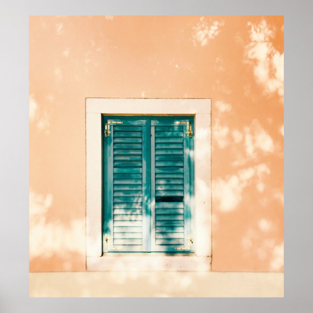 Poster Porta de madeira verde fechada (Frente)