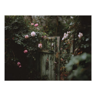 Pôster Porta do Jardim Secreto Floral Escuro