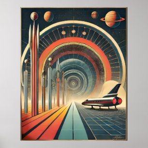 Poster Porta do Wormhole de Arte Idade do meio século
