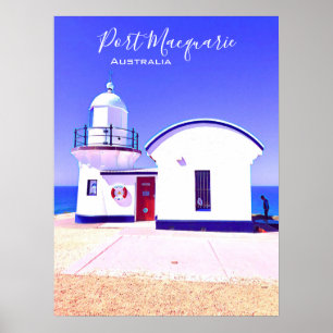 Poster Porta Macquarie, Austrália, um farol de ponto de a