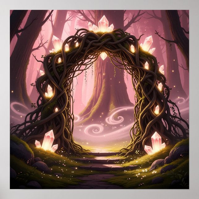Poster Porta Mística da Luz da Floresta Encantada (Frente)