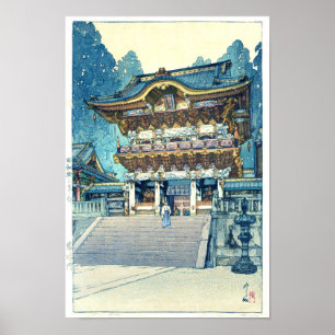 Poster Porta Yomeimon, Hiroshi Yoshida, Woodcut