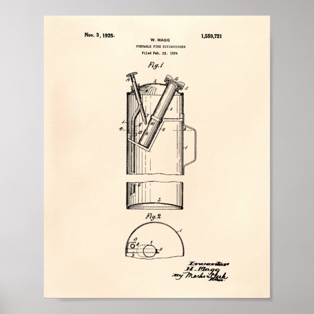 Poster Portable Fire Extinguisher 1925 - Old Peper (Frente)