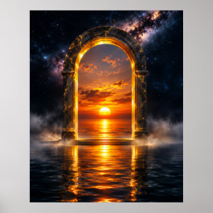 Poster Portal Celestial Etéreo - Arco do Pôr do Sol Doura