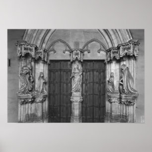 Pôster Portal com um trumeau que descreve o Virgin