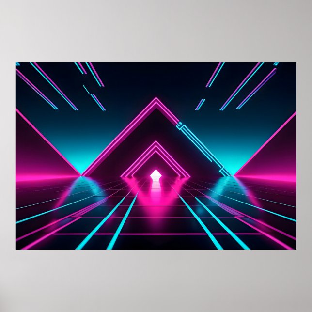 Poster Portal Geométrico Triangular Futurista Cyberpunk (Frente)