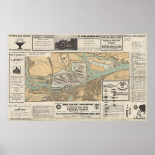Poster Portal para o Mundo: Mapa do Porto de Hamburgo