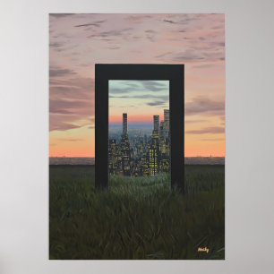 Poster Portal Sonhador Surrealista para Cidade nos Campos