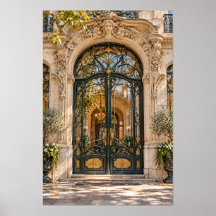 Poster Portão Ornamentado de Ferro Forjado e Arte de Pare