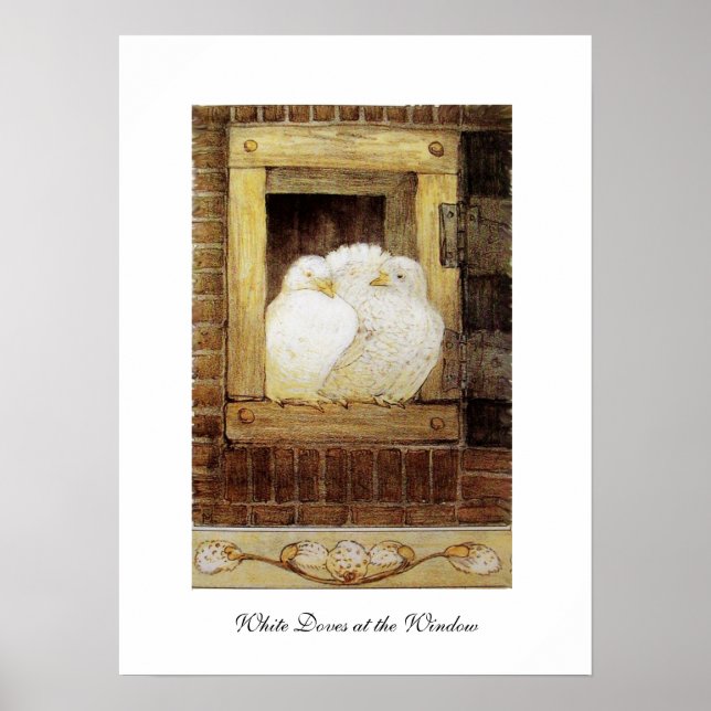 Pôster PORTAS BRANCAS NA JANELA,amarelo-acastanhado antig (Frente)
