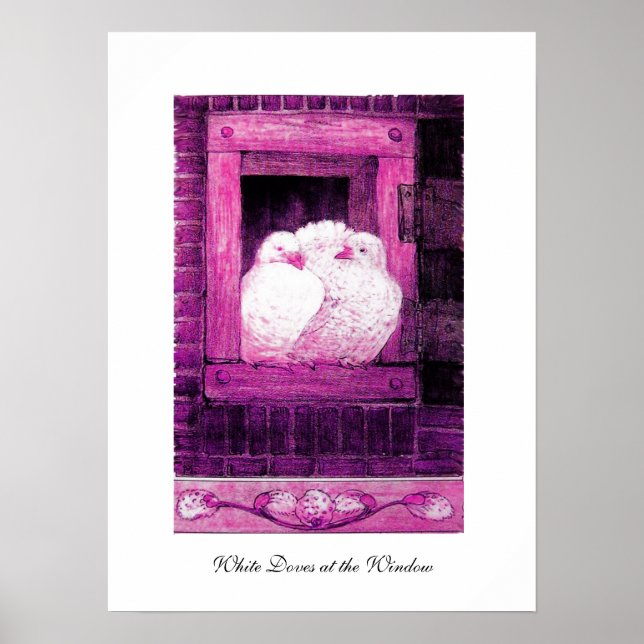 Poster PORTAS BRANCAS NA JANELA, violeta roxa rosa (Frente)