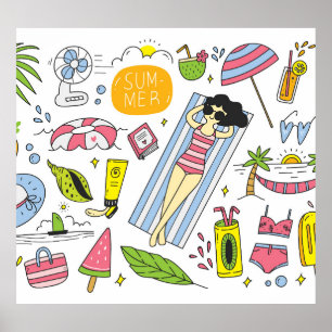 Poster Portas de Verão: Conjunto de Fundo Branco.