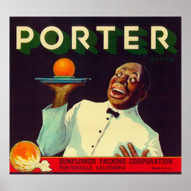 Poster Porter Orange LabelPorterville, CA (Frente)