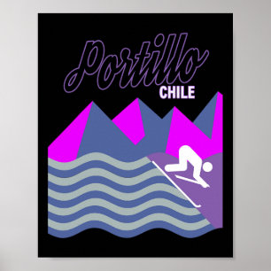Poster Portillo Chile South America Ski Resort Snowboardi