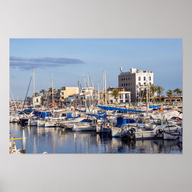 Poster Portixol marina ao anoitecer - Palma de Maiorca (Frente)