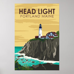 Poster Portland Head Light Maine Arte Vintage