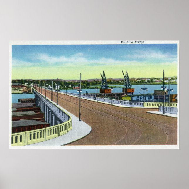 Poster Portland, MaineView da Ponte Portland (Frente)