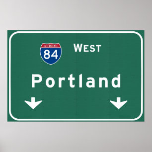Pôster Portland Oregon ou autoestrada da estrada