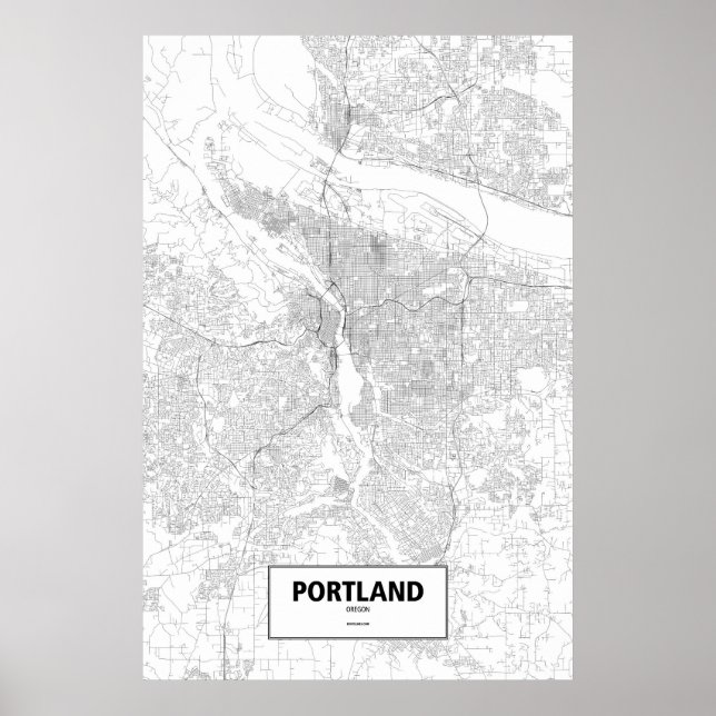 Poster Portland, Oregon (preto em branco) (Frente)