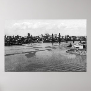 Pôster Portland, Oregon Skyline from Willamette River